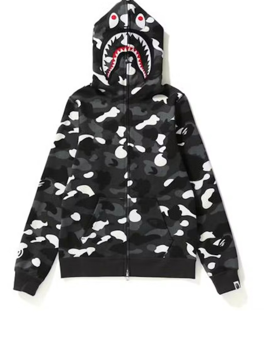 BAPE City Camo Glow In The Dark Shark Full Zip Hoodie L NWT